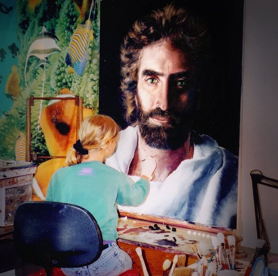Young Akiane painting Prince of Peace