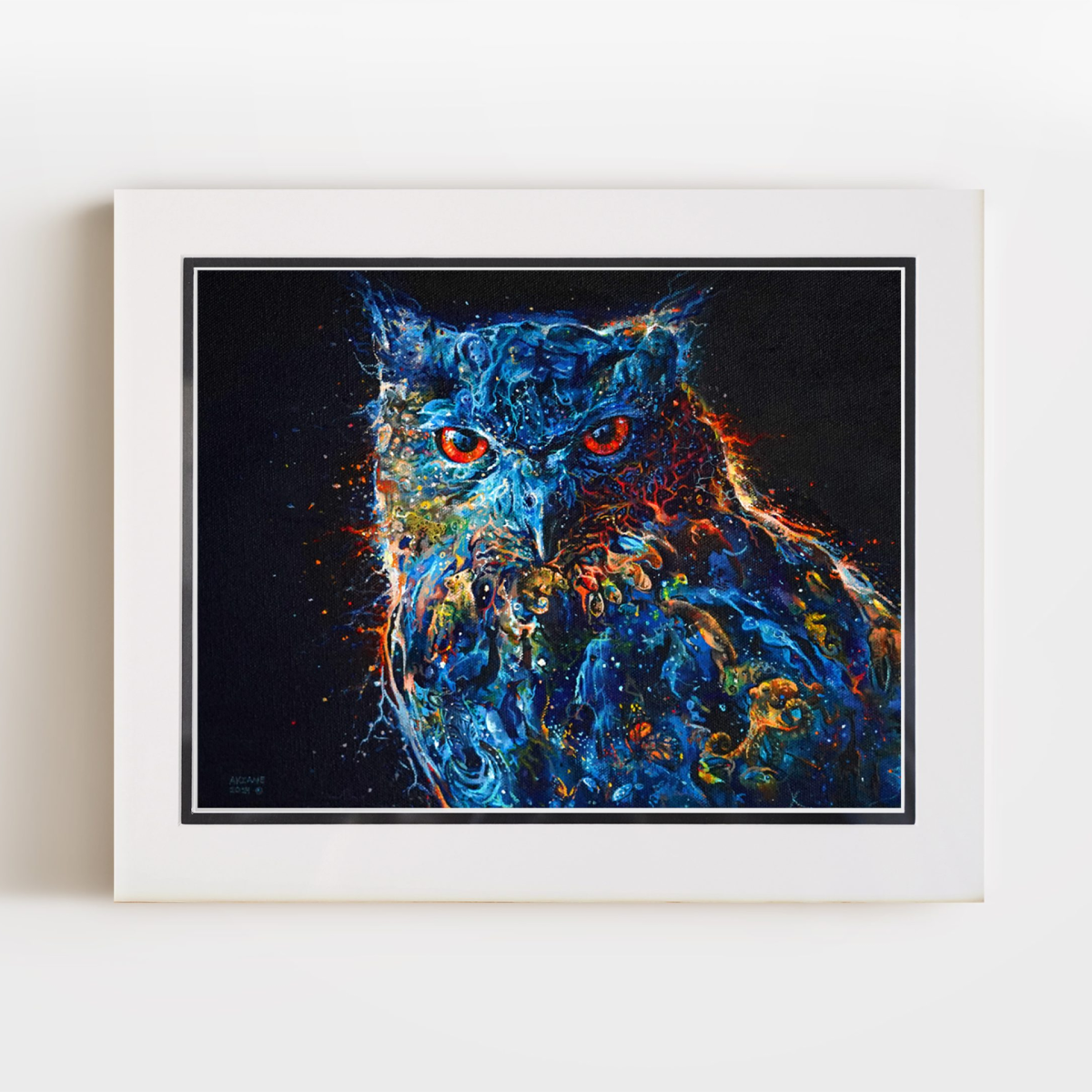 The Owl (Painting) | 8x10 Double Matted Paper